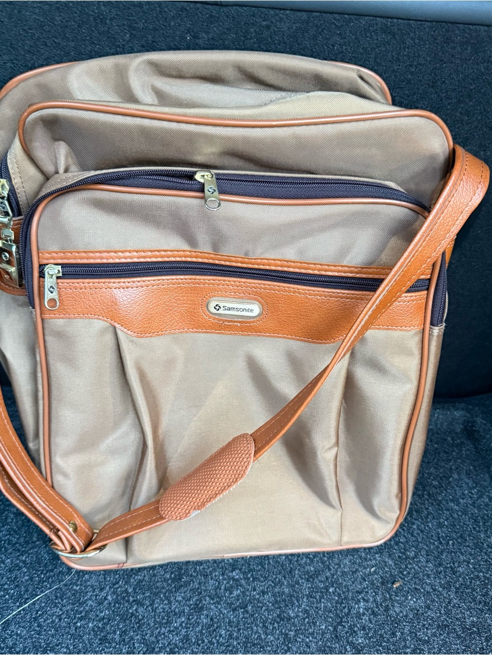 Vintage Samsonite Shoulder Messenger Luggage Bag Tan Brown